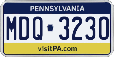 PA license plate MDQ3230