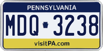 PA license plate MDQ3238