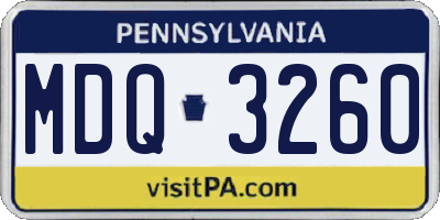 PA license plate MDQ3260