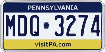 PA license plate MDQ3274