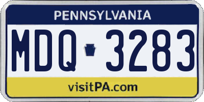 PA license plate MDQ3283