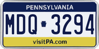 PA license plate MDQ3294
