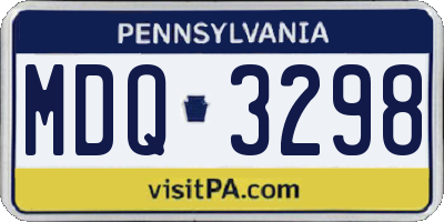 PA license plate MDQ3298