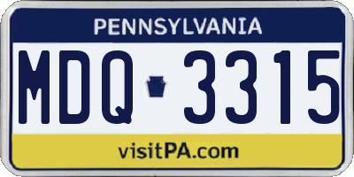 PA license plate MDQ3315