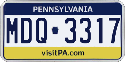 PA license plate MDQ3317