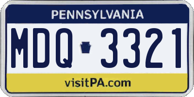 PA license plate MDQ3321