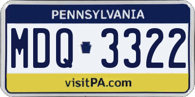 PA license plate MDQ3322