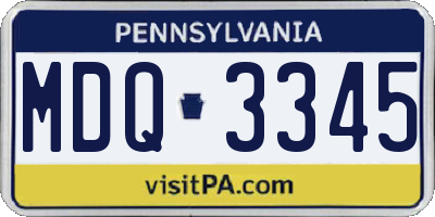 PA license plate MDQ3345