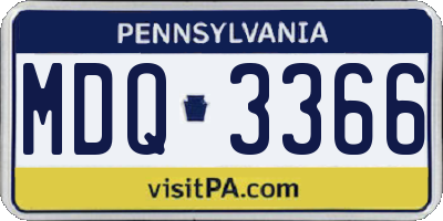 PA license plate MDQ3366