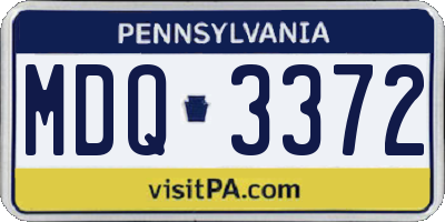 PA license plate MDQ3372