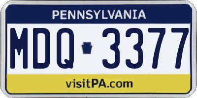 PA license plate MDQ3377