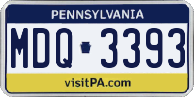 PA license plate MDQ3393
