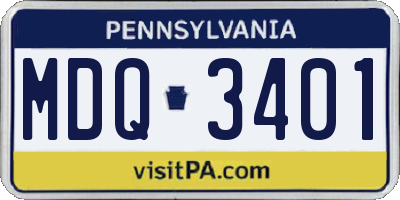 PA license plate MDQ3401