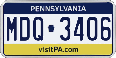 PA license plate MDQ3406