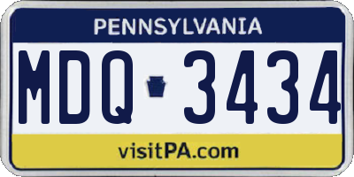 PA license plate MDQ3434