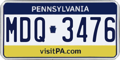 PA license plate MDQ3476