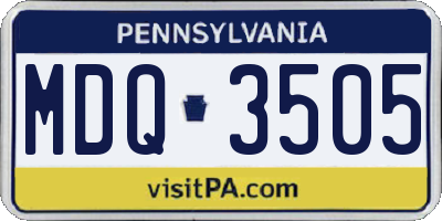 PA license plate MDQ3505