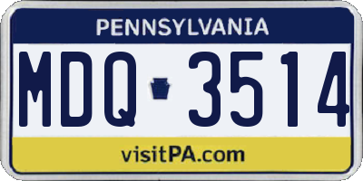 PA license plate MDQ3514