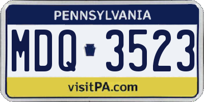 PA license plate MDQ3523