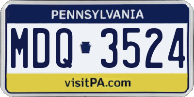 PA license plate MDQ3524