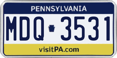 PA license plate MDQ3531