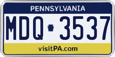 PA license plate MDQ3537