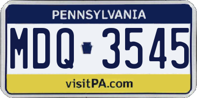 PA license plate MDQ3545