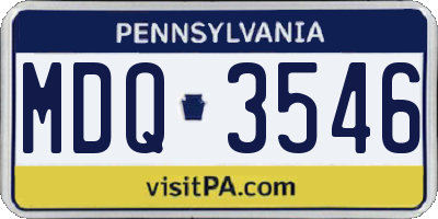 PA license plate MDQ3546