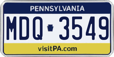 PA license plate MDQ3549