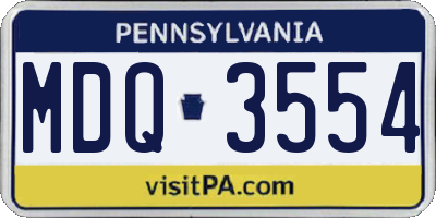 PA license plate MDQ3554