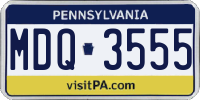 PA license plate MDQ3555