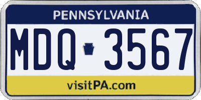 PA license plate MDQ3567