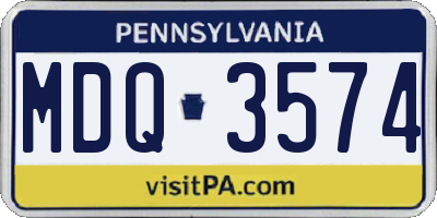 PA license plate MDQ3574