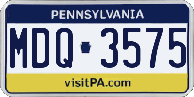 PA license plate MDQ3575
