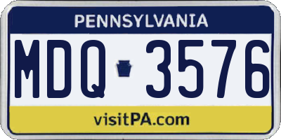 PA license plate MDQ3576