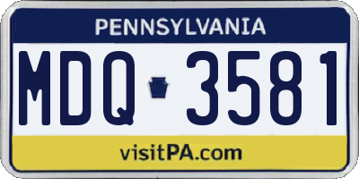 PA license plate MDQ3581