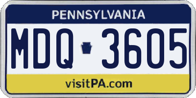 PA license plate MDQ3605