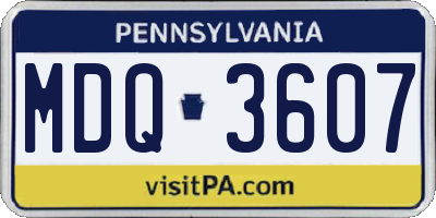 PA license plate MDQ3607