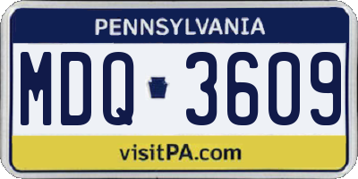 PA license plate MDQ3609