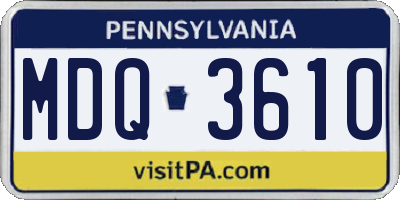 PA license plate MDQ3610