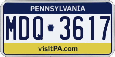 PA license plate MDQ3617