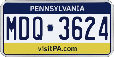 PA license plate MDQ3624