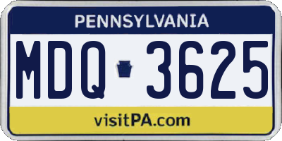 PA license plate MDQ3625