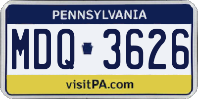 PA license plate MDQ3626