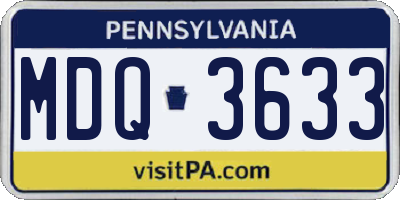 PA license plate MDQ3633