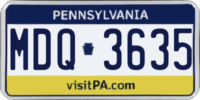 PA license plate MDQ3635