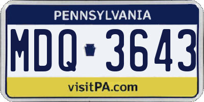 PA license plate MDQ3643