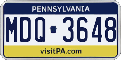 PA license plate MDQ3648
