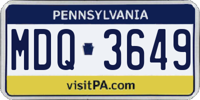 PA license plate MDQ3649