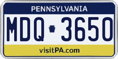 PA license plate MDQ3650